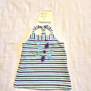 Hanna Andersson girls size 100 or 4 striped flower applique tank top VGUC